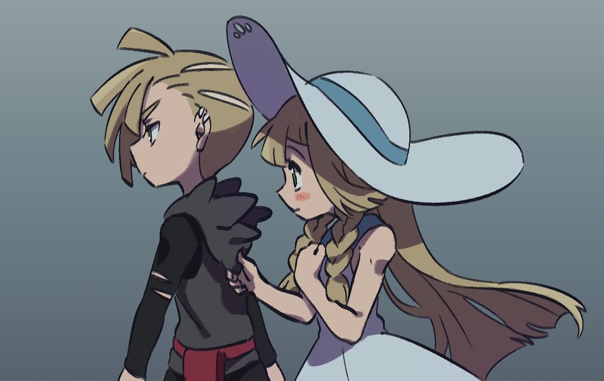 lillie and gladion (pokemon and 1 more) drawn by ukata