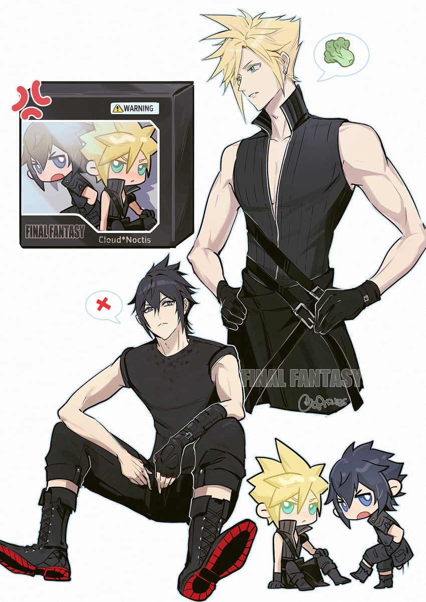 cloud strife and noctis lucis caelum (final fantasy and 3 more) drawn by aries20770321
