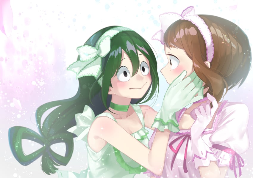 uraraka ochaco and asui tsuyu (boku no hero academia) drawn by yuama