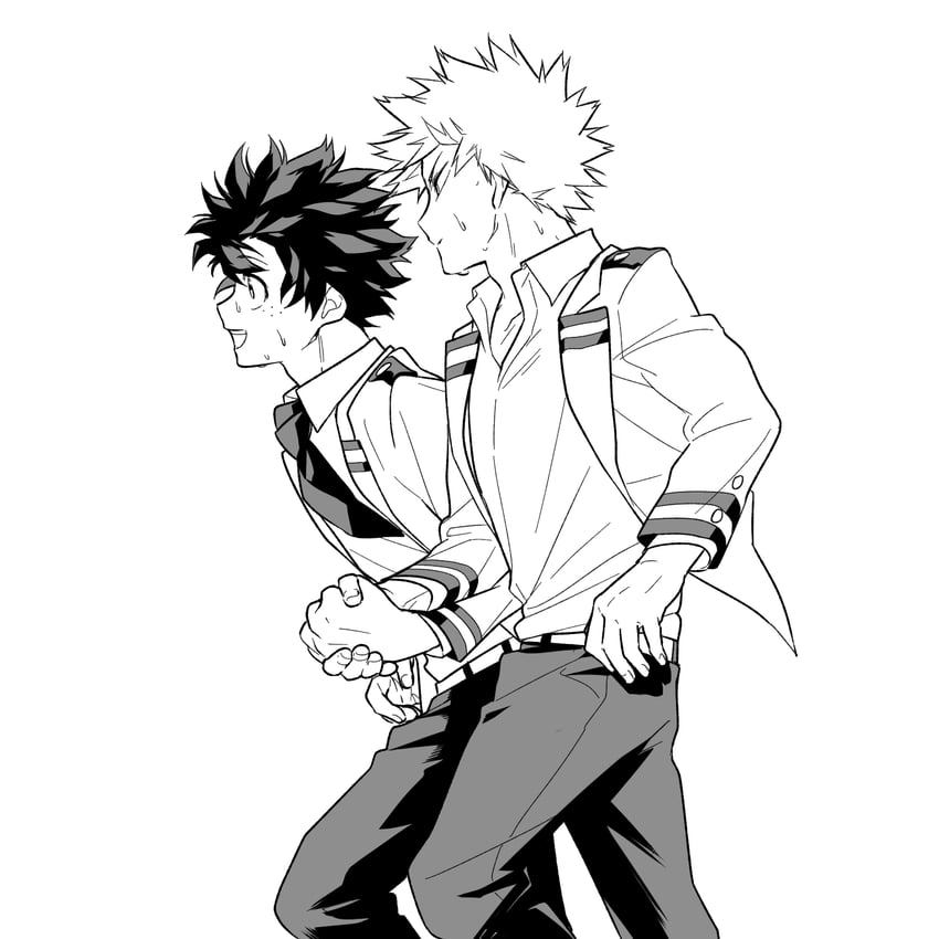 midoriya izuku and bakugou katsuki (boku no hero academia) drawn by hodu_(hodumha)