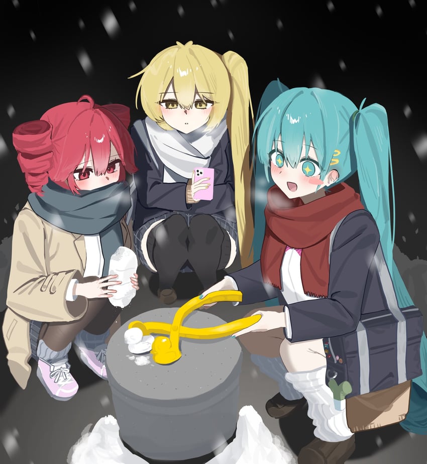 hatsune miku, kasane teto, and akita neru (vocaloid and 2 more) drawn by bb0ng825