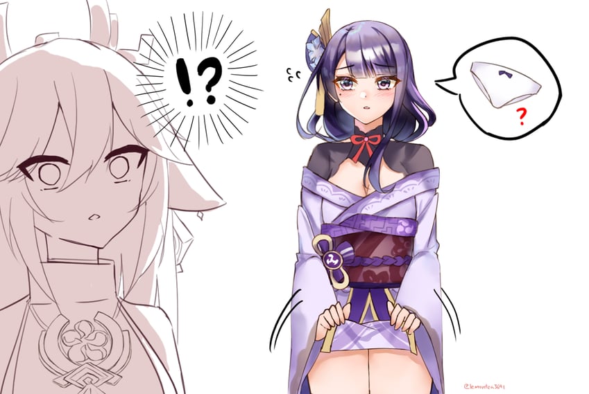 raiden shogun and yae miko (genshin impact) drawn by lemon_t