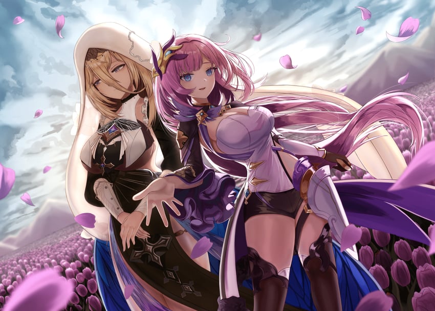 elysia and aponia (honkai and 1 more) drawn by ha_uiyeon