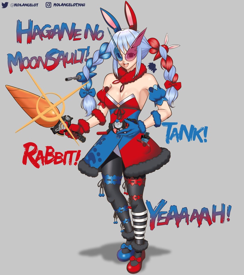 usada pekora and kamen rider build (hololive and 2 more) drawn by moilancelot