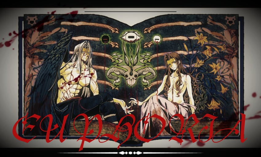 aerith gainsborough and sephiroth (final fantasy and 3 more) drawn by zdax20001212