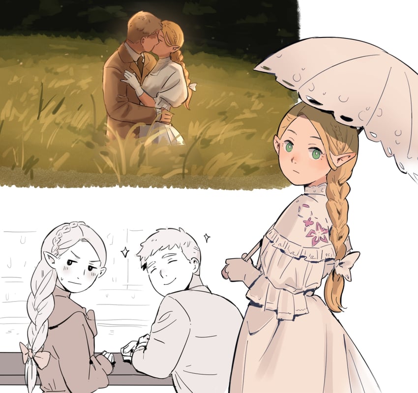marcille donato and laios touden (dungeon meshi and 1 more) drawn by tedty33