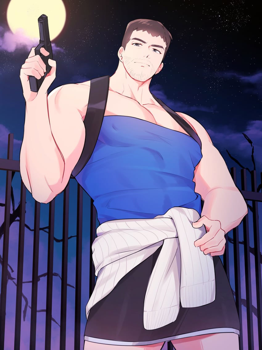 jill valentine and chris redfield (resident evil and 1 more) drawn by hirusuhi