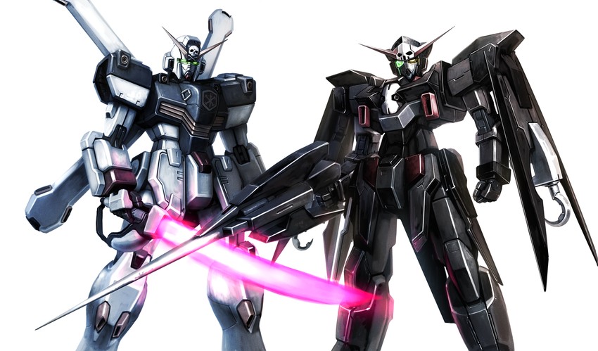 crossbone gundam x-1 and gundam age-2 darkhound (gundam and 2 more) drawn by banchengping@126