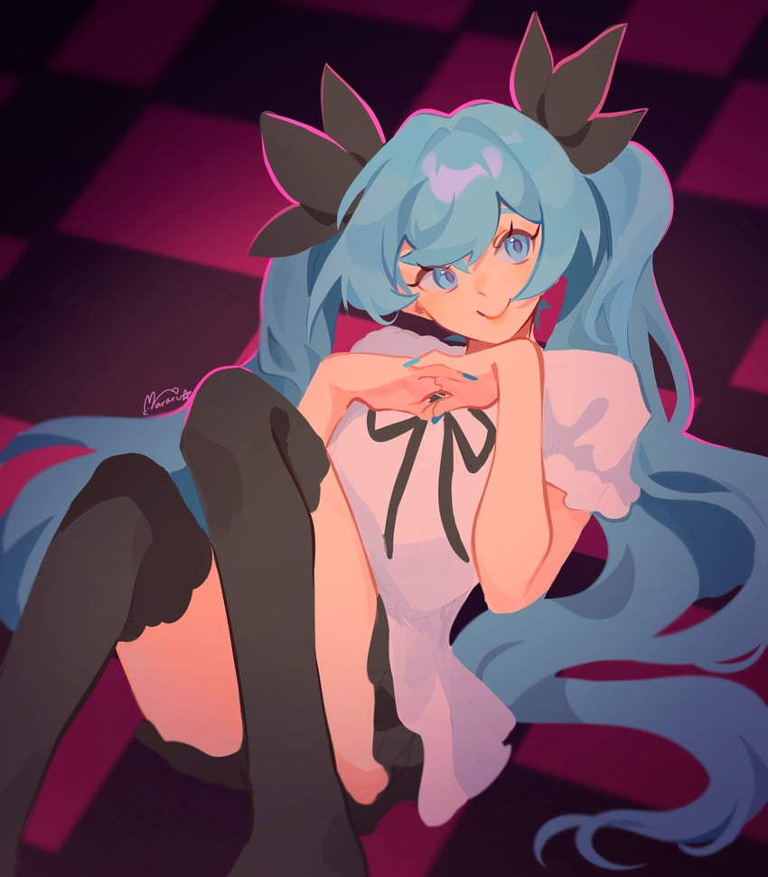 hatsune miku (vocaloid and 1 more) drawn by mararu