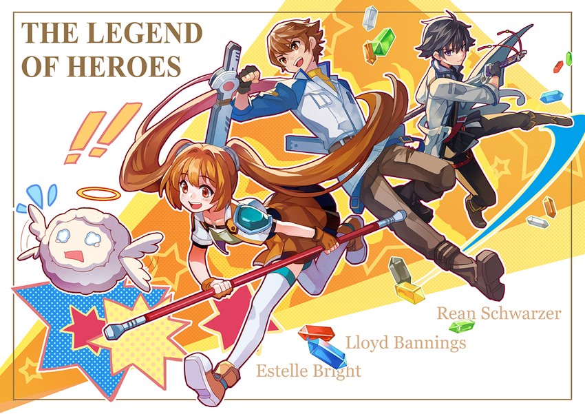 rean schwarzer, estelle bright, lloyd bannings, and pom (eiyuu densetsu and 4 more) drawn by feng_you