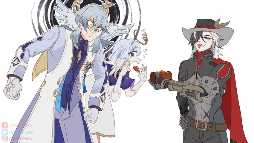 robin, sunday, and boothill (honkai and 1 more) drawn by odeko_yma