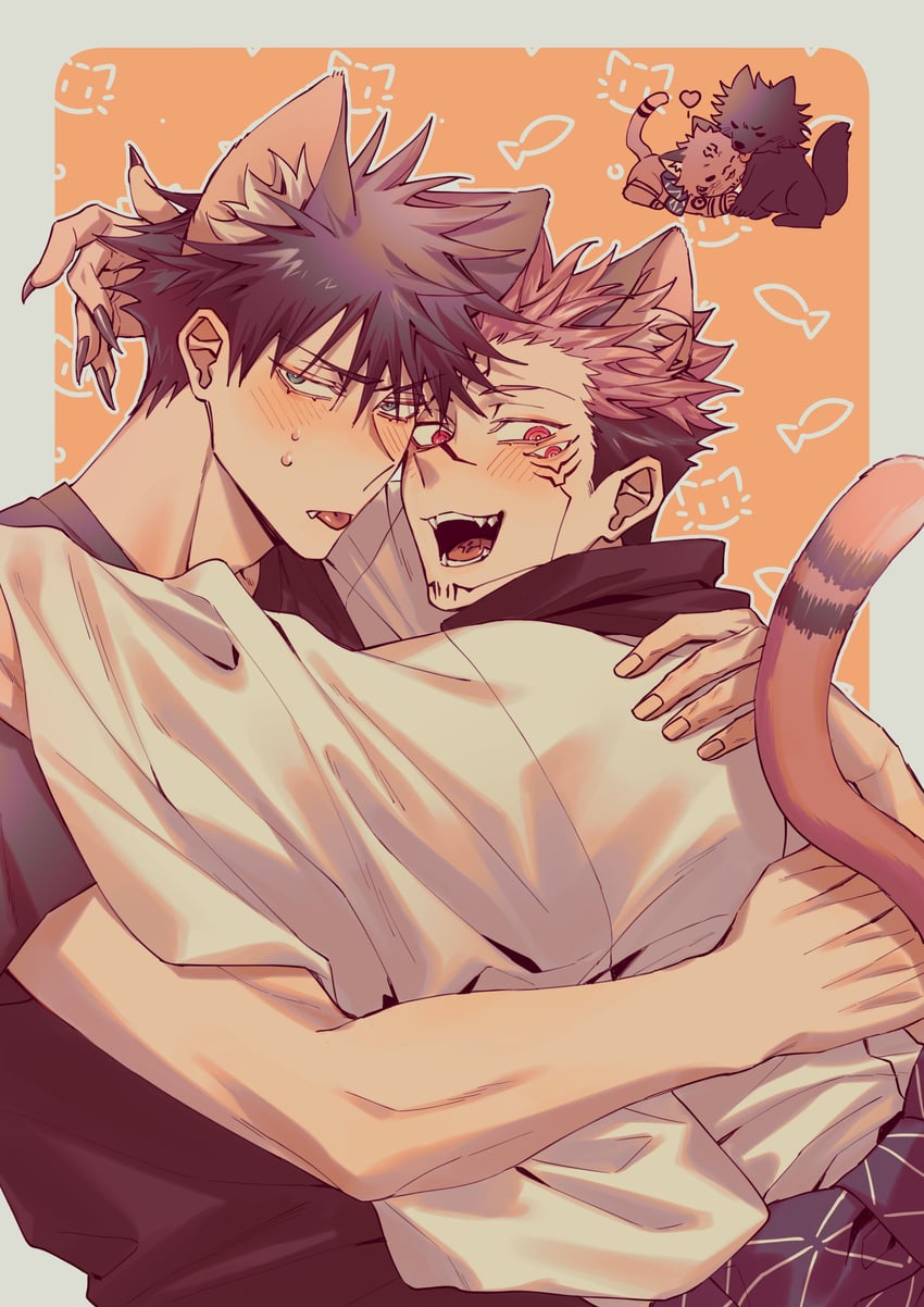 fushiguro megumi and ryoumen sukuna (jujutsu kaisen) drawn by azukiharuta_ju