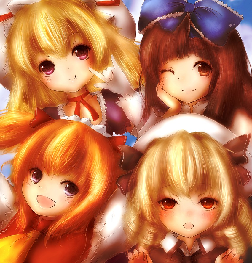 yakumo yukari, star sapphire, luna child, and sunny milk (touhou) drawn by amano_jack