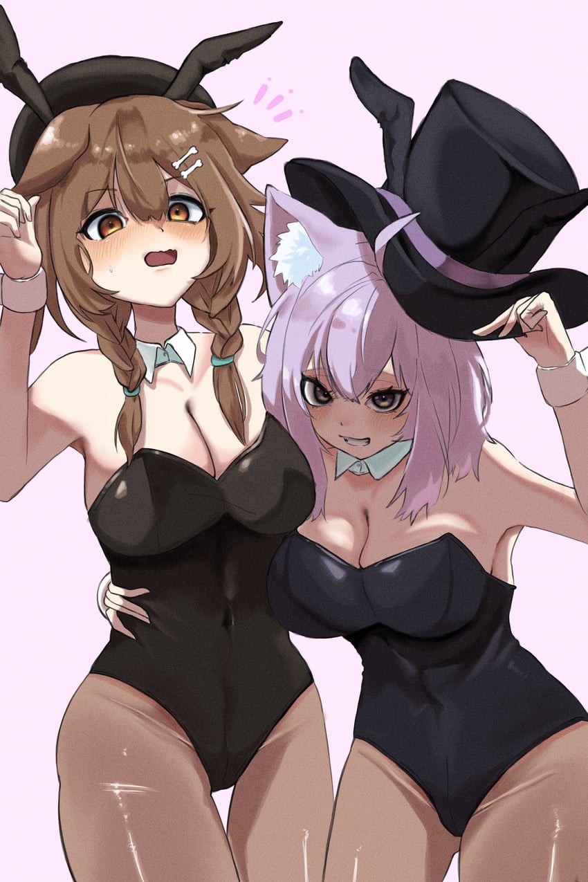 nekomata okayu and inugami korone (hololive) drawn by 966_kururu_966