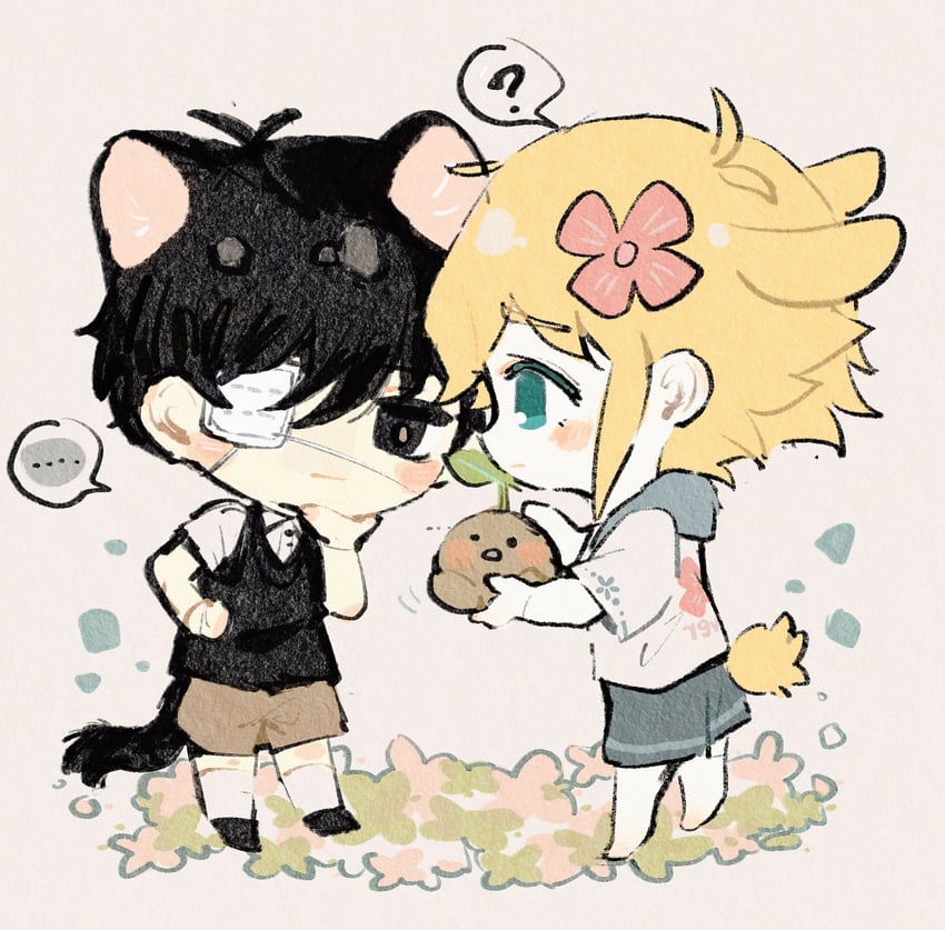 sunny, basil, and sprout mole (omori) drawn by coiky0314