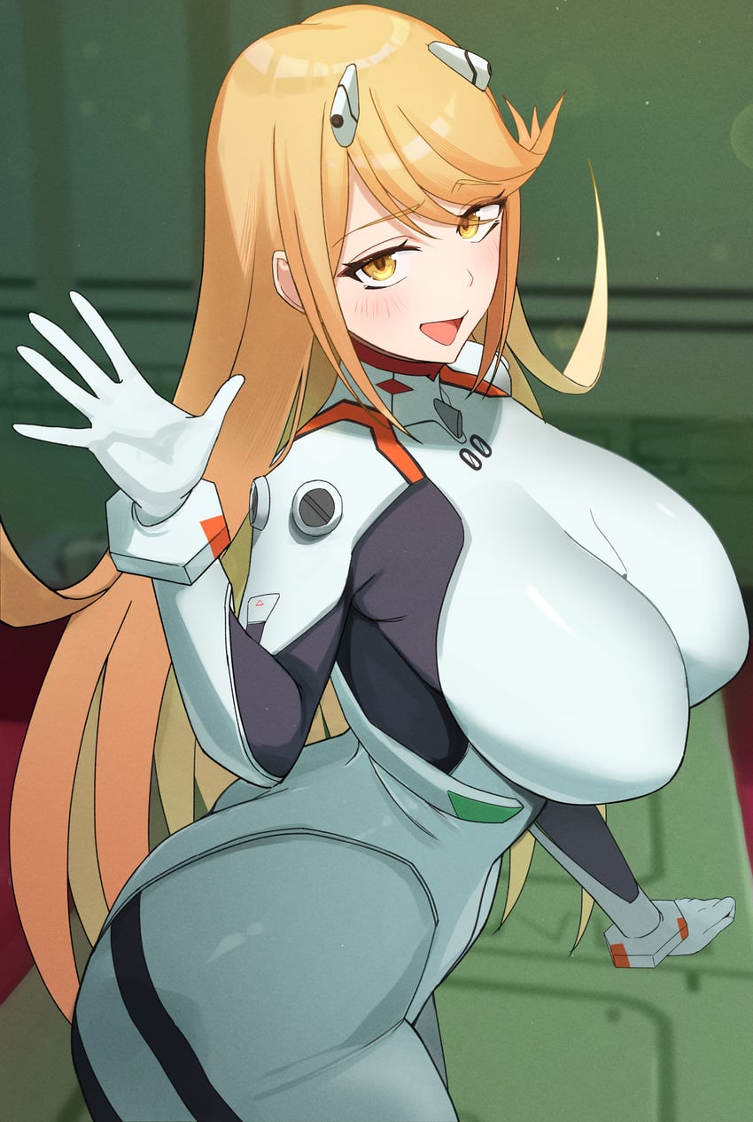 ayanami rei and mythra (neon genesis evangelion and 2 more) drawn by oruru63100814