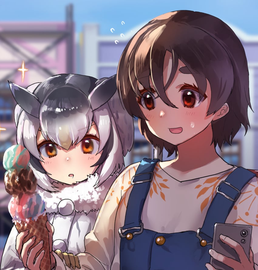 northern white-faced owl and captain (kemono friends and 1 more) drawn by tadano_magu