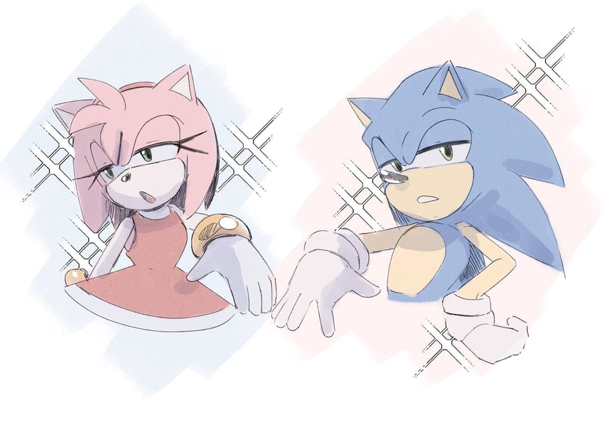 sonic the hedgehog and amy rose (sonic and 1 more) drawn by chinchila010