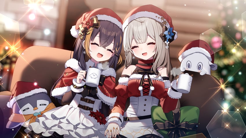 petra gurin, reimu endou, poppi, and pentomo (nijisanji and 1 more) drawn by hazakura_chikori