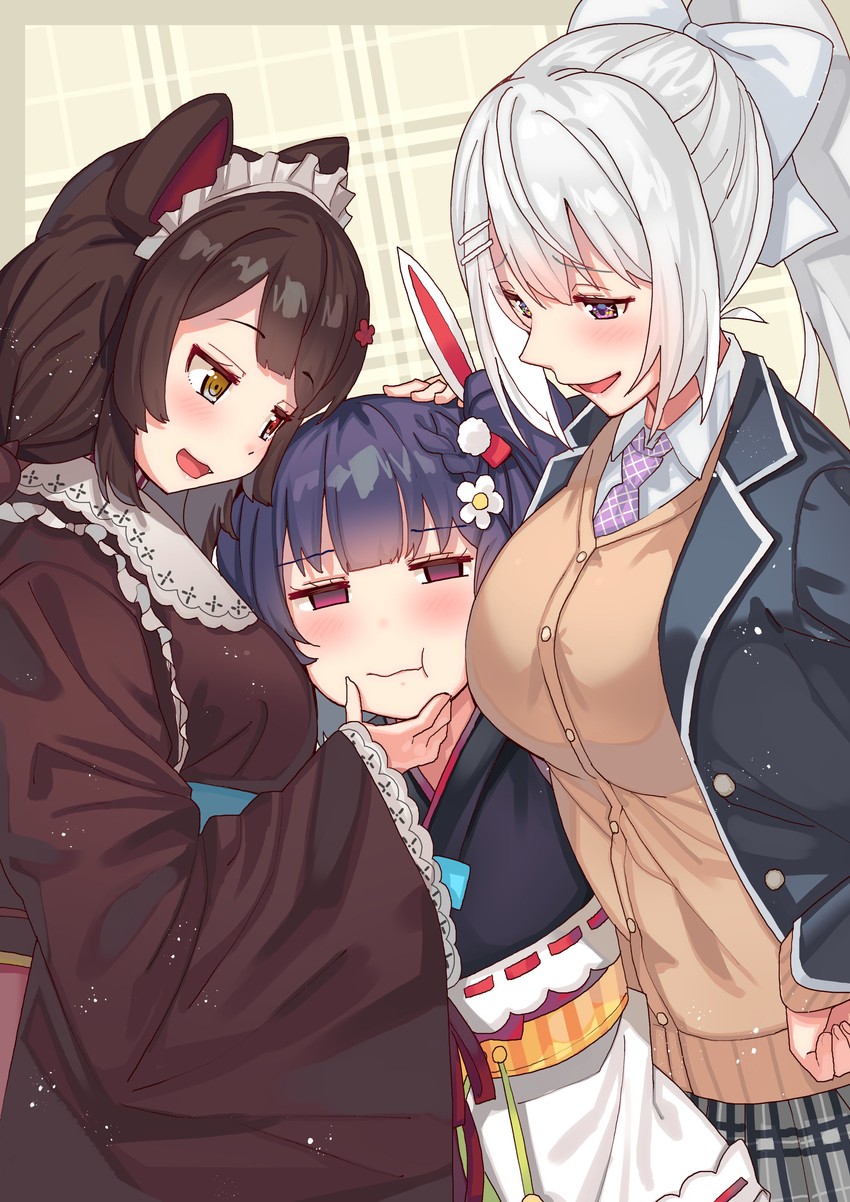 higuchi kaede, inui toko, and tenjin kotone (nijisanji and 1 more) drawn by tonarikeru