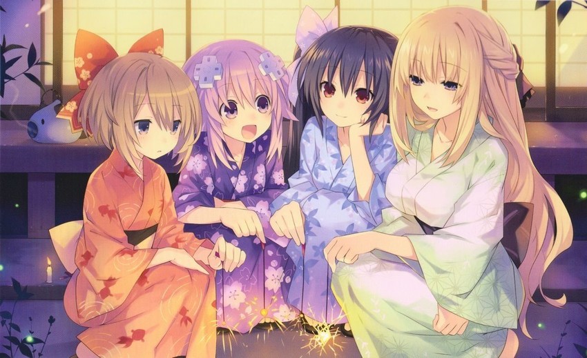 neptune, noire, blanc, vert, and dogoo (neptune) drawn by tsunako