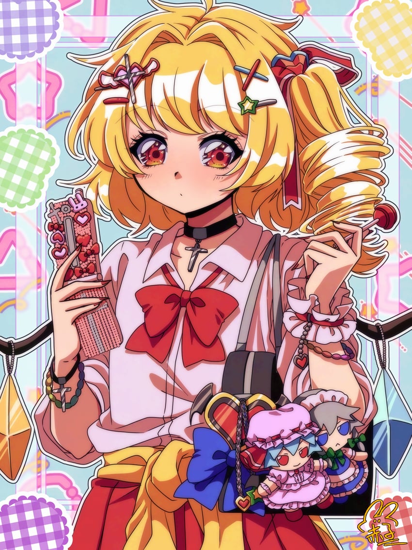 remilia scarlet, flandre scarlet, and izayoi sakuya (touhou) drawn by utyouten_akako