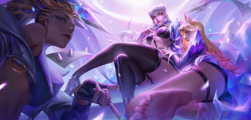 ahri, akali, evelynn, k/da all out evelynn, k/da all out akali, and 1 more (league of legends) drawn by shengshu