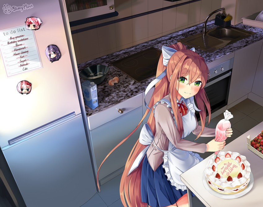 monika, natsuki, yuri, and sayori (doki doki literature club) drawn by slimymana