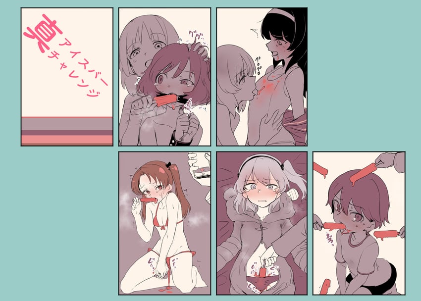 nishizumi miho, akiyama yukari, shimada arisu, reizei mako, boko, and 2 more (girls und panzer) drawn by aomushi_(mushamusha)