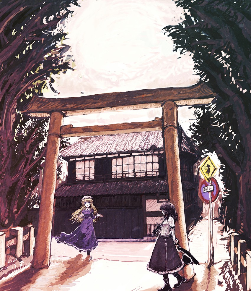 cirno, usami renko, and maribel hearn (touhou) drawn by ashiyama_yoshinori