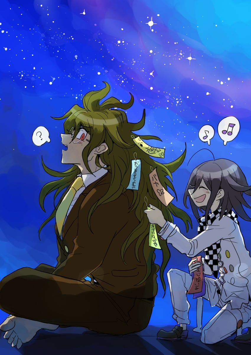 oma kokichi and gokuhara gonta (danganronpa and 1 more) drawn by kumakoro_(tetsupag)