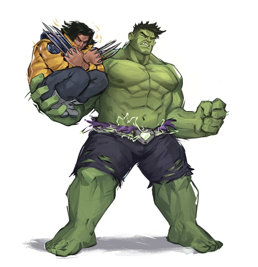 wolverine and hulk (marvel and 2 more) drawn by viviannecore