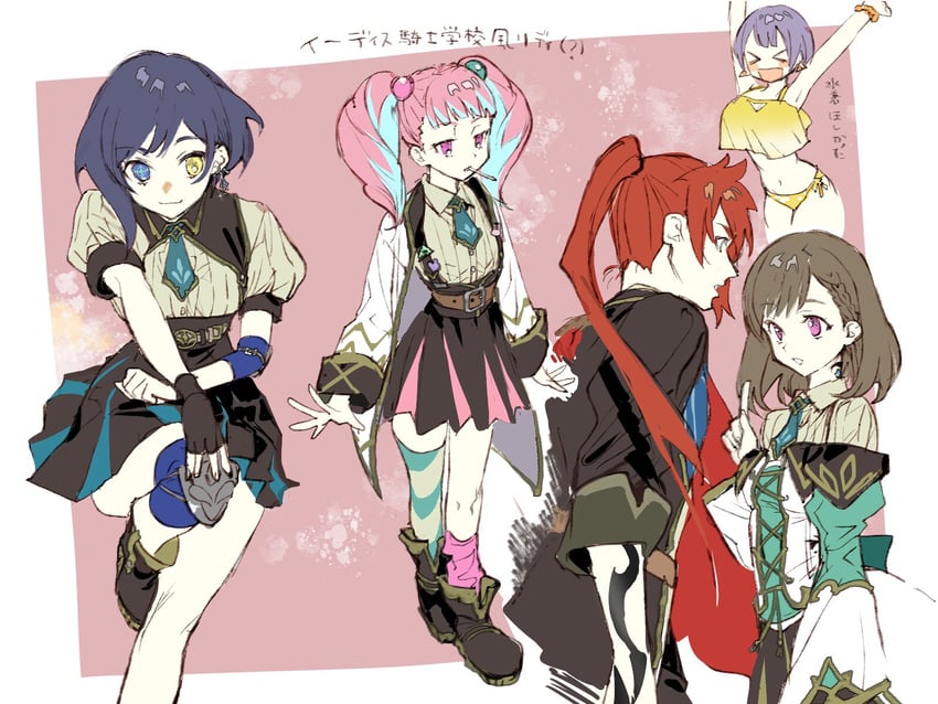 michelle bouquet, leo fourcade, amelie laurence, celia arvier, and lydie delacroix (tales of and 1 more) drawn by meameeea