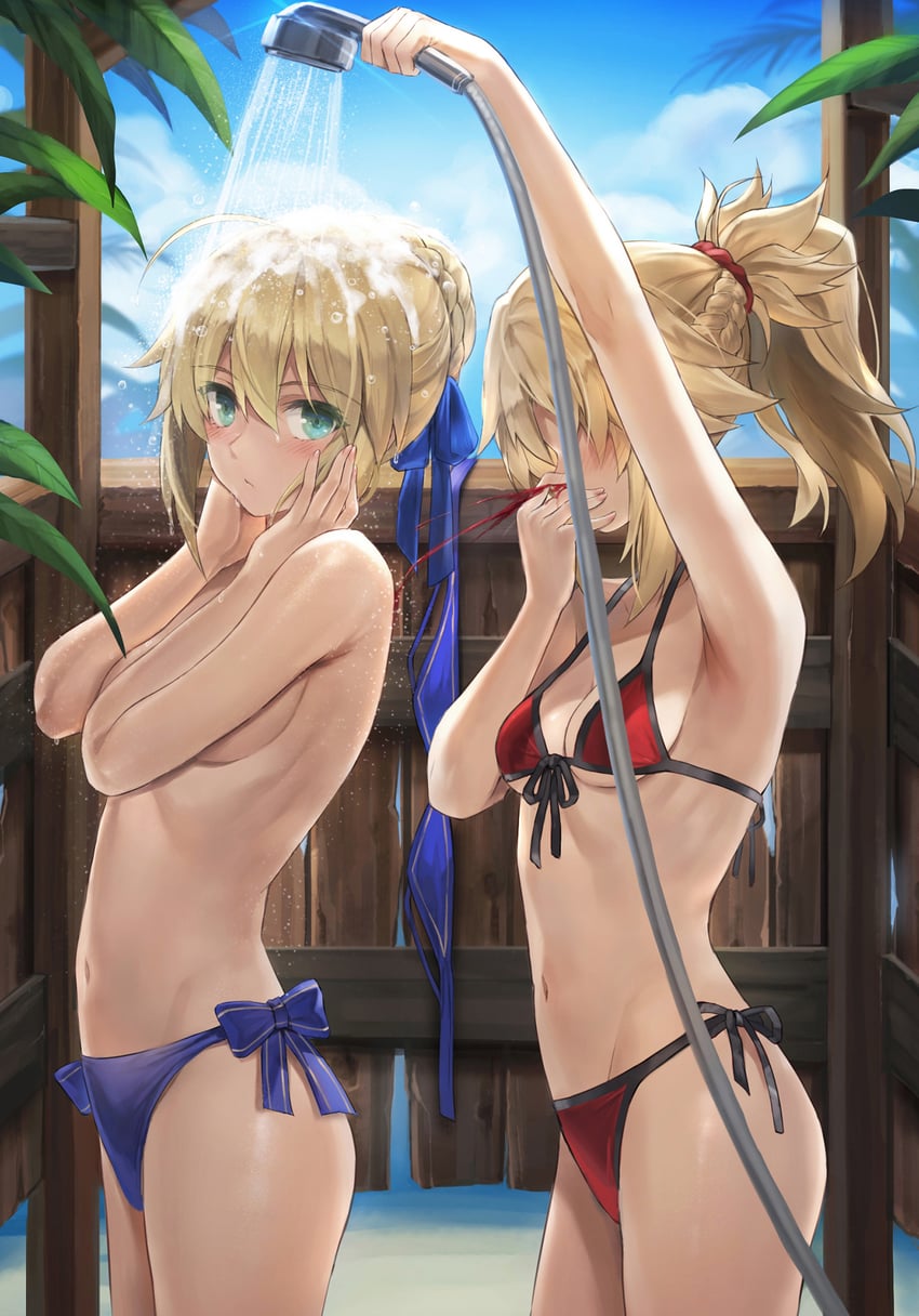 artoria pendragon, saber, and mordred (fate and 1 more) drawn by tonee