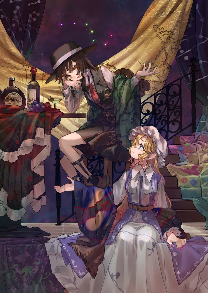 usami renko and maribel hearn (touhou) drawn by kijima_(amayadori-tei)