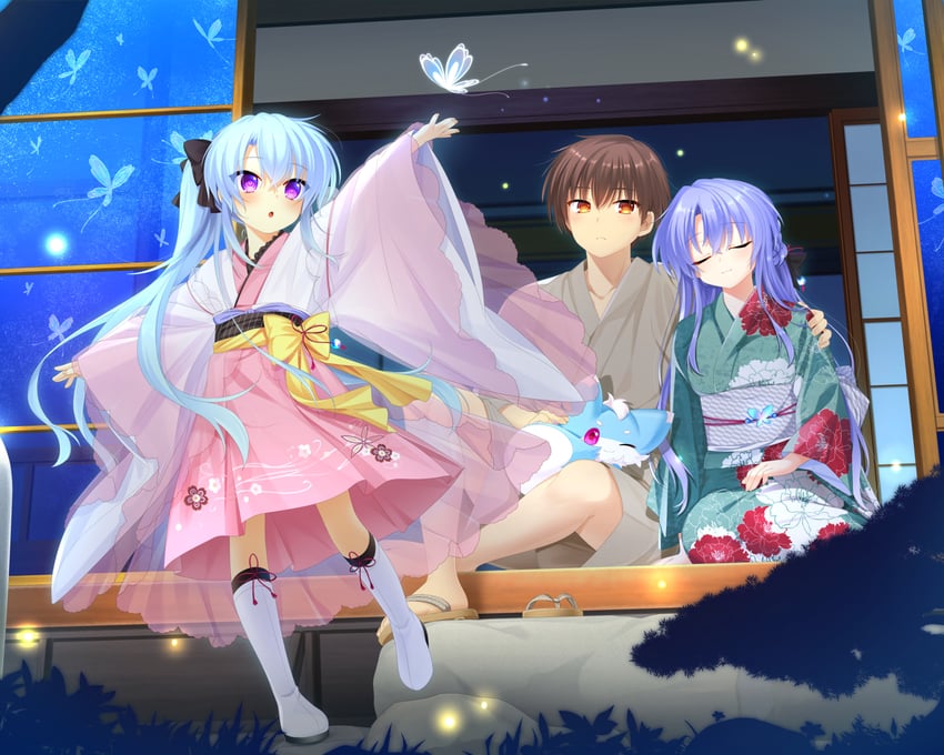 sorakado ao, takahara hairi, and inari (summer pockets) drawn by otou_(otou_san)