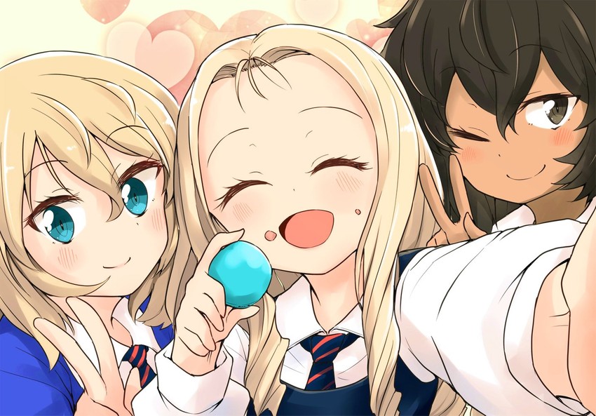 andou, oshida, and marie (girls und panzer) drawn by barashiya
