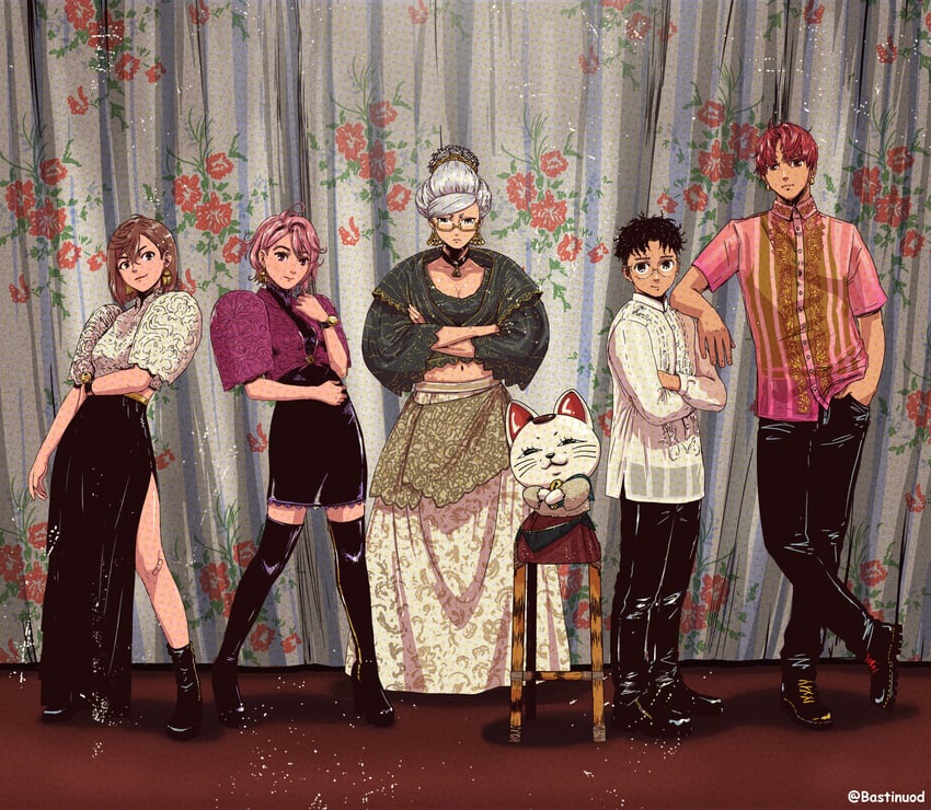 ayase momo, takakura ken, turbo granny, ayase seiko, shiratori aira, and 1 more (dandadan) drawn by bastinuod