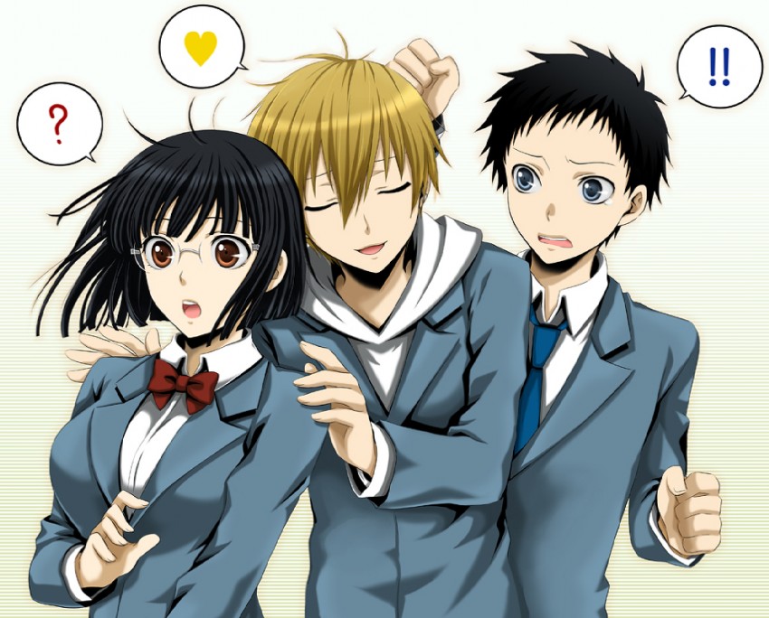 sonohara anri, ryuugamine mikado, and kida masaomi (durarara!!) drawn by wool_(kurokrkr)