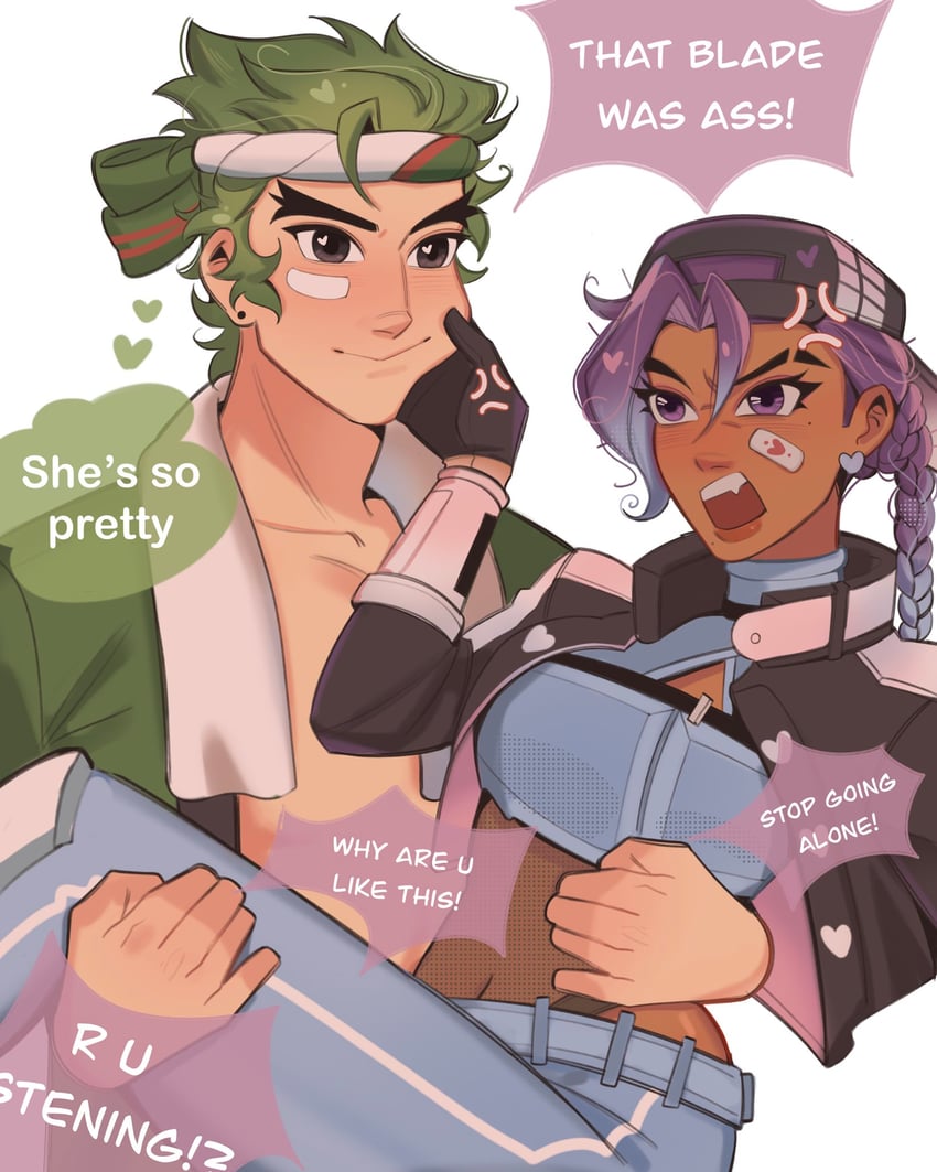 sombra, genji, slay star sombra, and sparrow genji (overwatch) drawn by kaiwankon