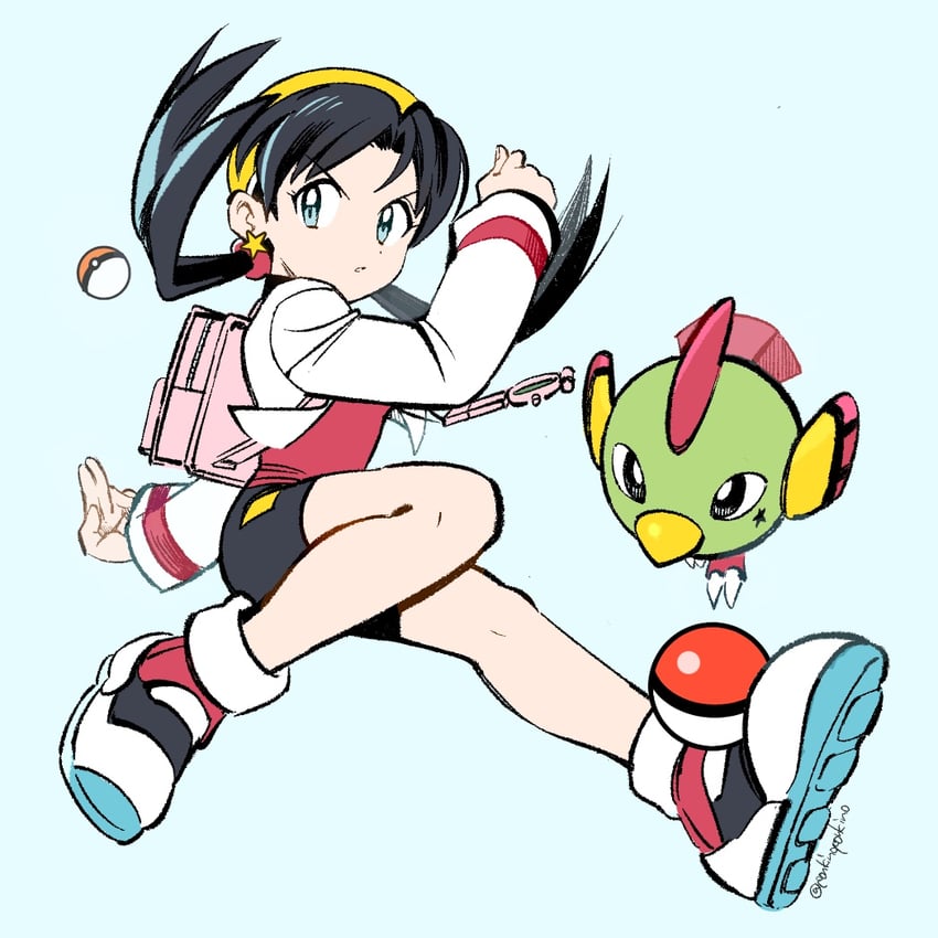 kris and natu (pokemon and 1 more) drawn by ponkinoponkino