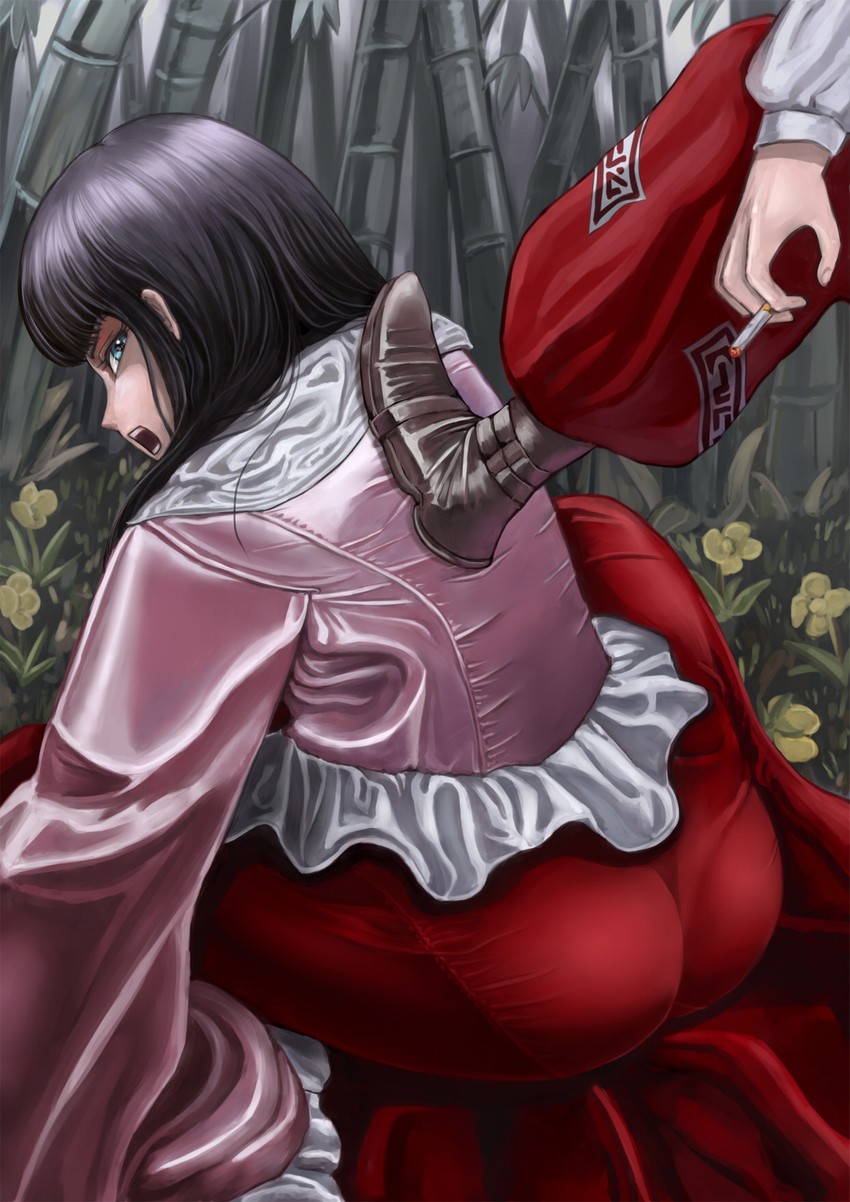 fujiwara no mokou and houraisan kaguya (touhou) drawn by amibazh