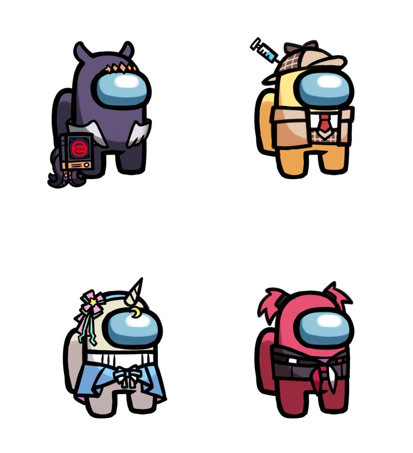ninomae ina'nis, watson amelia, crewmate, ao-chan, civia, and 1 more (hololive and 3 more) drawn by pinguinkotak
