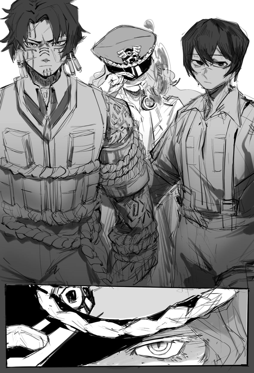 ishmael, yi sang, and heathcliff (project moon and 1 more) drawn by piloshy