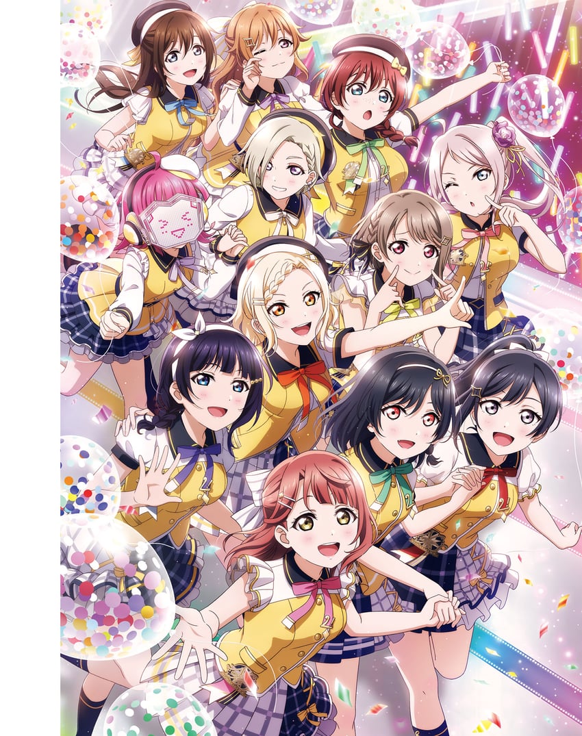 yuki setsuna, uehara ayumu, osaka shizuku, tennoji rina, nakasu kasumi, and 7 more (love live! and 1 more)