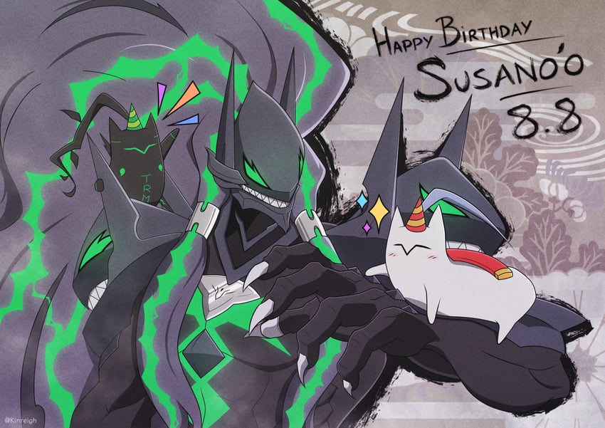 susanoo and pakumen (blazblue and 2 more) drawn by kinreigh