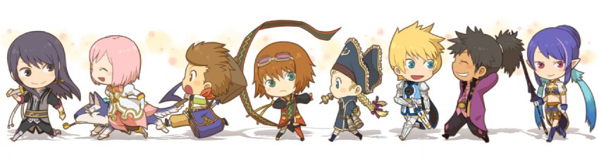 yuri lowell, estellise sidos heurassein, rita mordio, judith, raven, and 4 more (tales of and 1 more) drawn by cha_kuro_(limo)