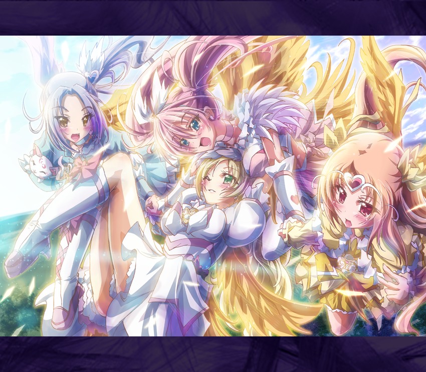 houjou hibiki, minamino kanade, cure melody, kurokawa eren, shirabe ako, and 5 more (precure and 1 more) drawn by inoshishi_(ikatomo)