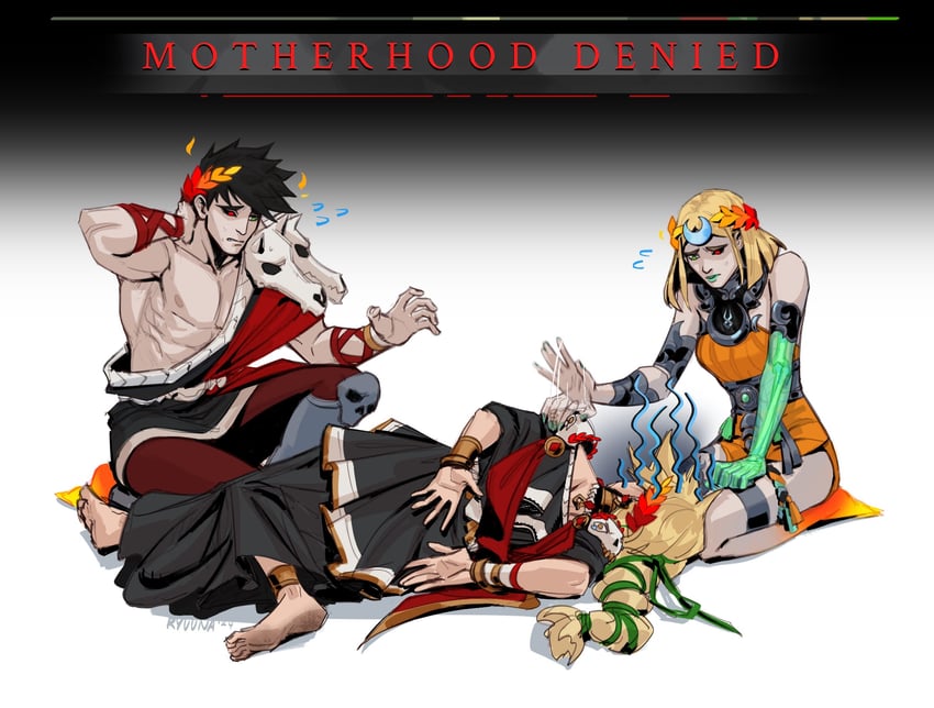 zagreus, melinoe, and persephone (hades and 2 more) drawn by grace_kim_(ryuuna)