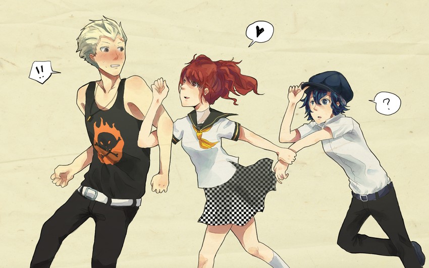 shirogane naoto, kujikawa rise, and tatsumi kanji (persona and 1 more) drawn by nilam_sari